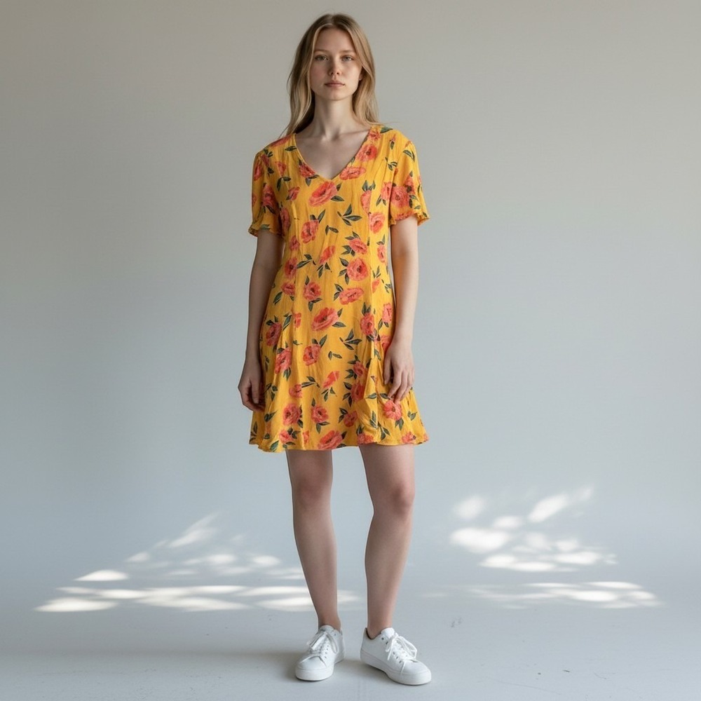 2 Dresses! XS Boho Bundle Lot Billabong Zara Floral Dress Ditsy Women Festival - Picture 3 of 5